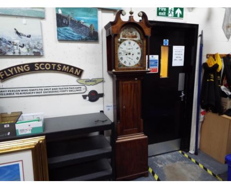 An early 19th century longcase clock, ca 1820, signed to the 13 inch arched, painted dial for J. MacNab of Perth, the dial is