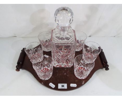 A good quality Caithness crystal decanter and set of six tumblers on wooden tray Est £20 - £40 -  This lot MUST be paid for a