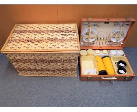 A good quality picnic basket and vintage Brexton picnic set in case (2) Est £30 - £50 - This lot MUST be paid for and collect