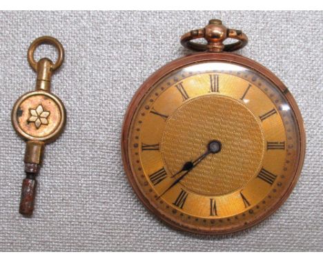 VICTORIAN 9K GOLD LADY'S POCKET WATCH, THE CIRCULAR GILT DIAL WITH ENGINE TURNED CENTRAL FIELD ENCLOSED BY THE CHAPTER RING N