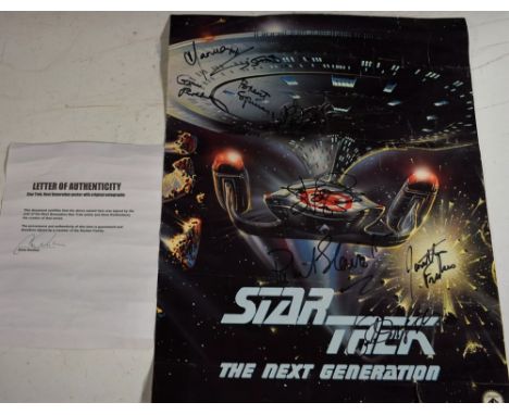 Autographs - Star Trek The Next Generation - a poster, signed by the castThis poster was originally owned by James Doohan who