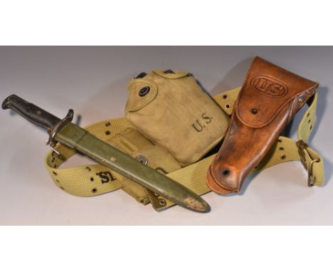 Movie Props - The Monuments Men - a screen-used prop genuine Colt 45 Holster, with belt , ammunition clip pouch , fixed garan