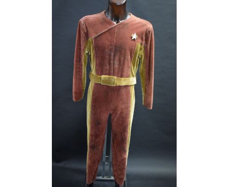 Voyager Neelix Starfleet Uniform - Series: Star Trek Voyager: Episode: JuggernautA distressed rouge terracotta cord and beige