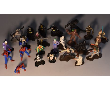 Toys/Movie Props - a collection of diecast science fiction figures, mostly by Ertl, including Spiderman, Luke Skywalker, Batm