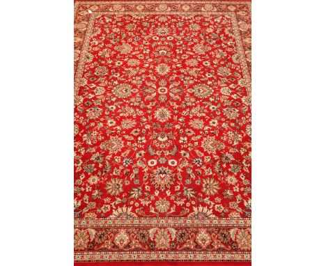 Baghdad Ziegler design red ground rug carpet, machine knotted wool, 328cm x 252cm   Condition Report   Click here for further