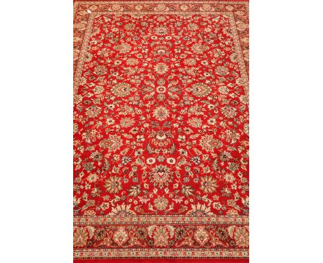 Baghdad Ziegler design red ground rug carpet, machine knotted wool, 328cm x 252cm   Condition Report   Click here for further