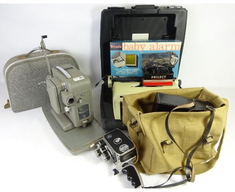 Bolex Paillard B8 SL Cine cam, Agfa projector, Vintage typewriter, Vintage travel iron and Vintage Baby alarm    Condition Re