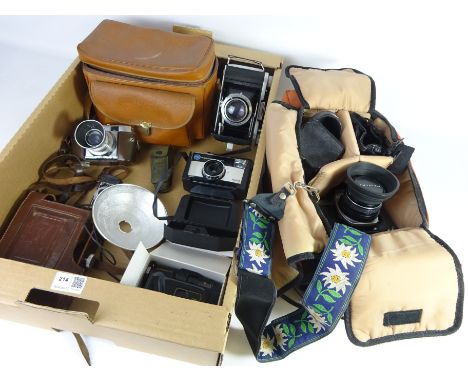 Ensign Selfix 820 Vintage camera, Voigtlander Vintage camera, Pentax K1000 SLR camera and other camera and accessories in one