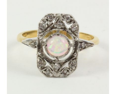 Opal and marcasite set ring stamped sil Condition Report Click here for further images, condition, auction times & delivery c