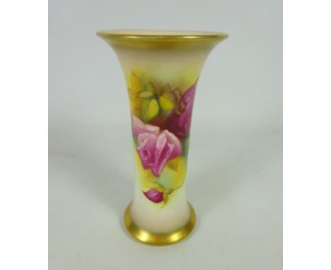 Royal Worcester spill vase with hand painted decoration, signed M. Hunt H15.5cm    Condition Report   Click here for further 