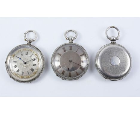 Victorian hallmarked silver and enamel pocket watch Birmingham 1879 4.5cm diameter and two  similar continental pocket watche