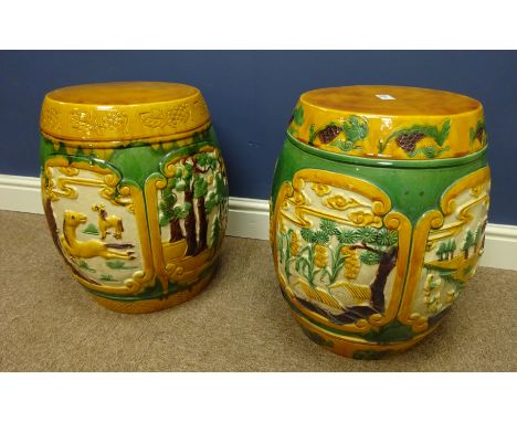 Pair of 20th Century Chinese ceramic garden stools, H46cm 