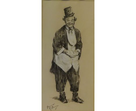 Portrait of a Clown, chalk signed by Franco Matania (1922-2006), 'Matania Studio Little Venice Maida Vale' stamp verso 46cm x