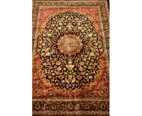 Persian Kashan design blue ground rug carpet/wall hanging, 280cm x 200cm Condition Report Click here for further images, cond