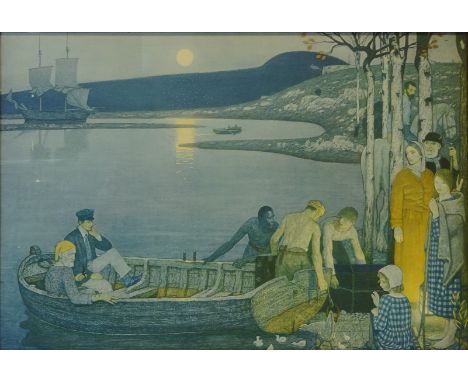 'The Great Adventure', colour print after Frederick Cayley Robinson (English 1862-1927) Ruskin Galleries label verso 34cm x 4