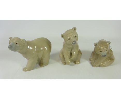 Three Lladro Brown Bears (3)   Condition Report   Click here for further images, condition, auction times & delivery costs