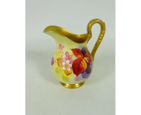 Royal Worcester jug painted with berries and signed Kitty Blake, H10cm   Condition Report   Click here for further images, co