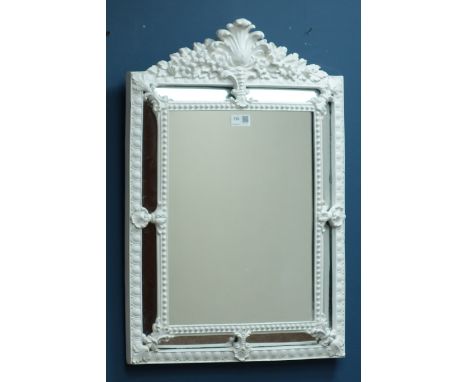 Laura Ashley white finish ornate cushion framed mirror and another mirror   Condition Report   Click here for further images,