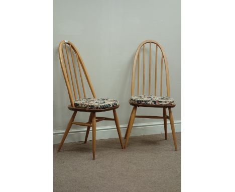 Two Ercol Windsor light elm stick and hoop back chairs, and two other damaged Ercol chairs   Condition Report   Click here fo