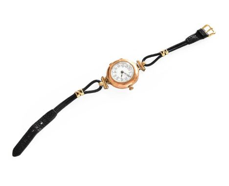 A Lady's 9 Carat Gold Enamel Dial Rolex Wristwatch