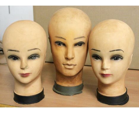 Three 20th Century Rubber Mannequin Heads