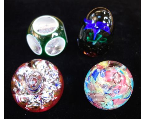 FOUR MILLEFIORI GLASS PAPERWEIGHTS:  a Strathearn, a Murano, a Baccarat and a Caithness (4)