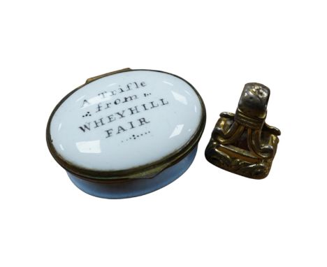 A Georgian enamelled patch box and a fob seal. Condition - fair