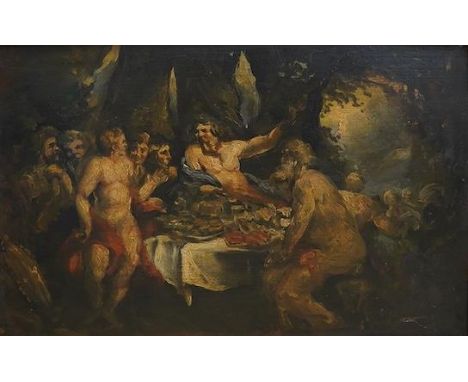 After Peter Paul Rubens (Flemish, 1577-1640), oil on board, ‘The Last Supper’, 31 x 50cm, inscribed verso. Condition - fair