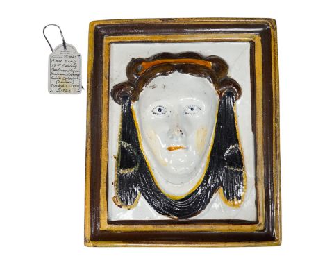 A rare pearlware portrait plaque, c.1820, 23 x 19.5cm. Condition - broken and restored, provenance - Anthony Belton collectio