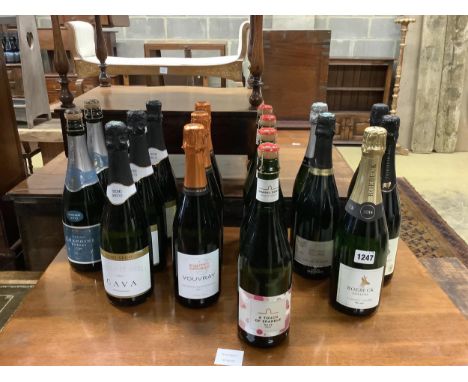 Sixteen bottles of assorted Champagne and sparkling wine to include Boutet Saulnier Vouvray, Chanoine Freres Vintage 2015 and