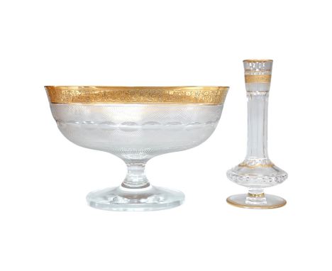 A St Louis gilt glass vase and an oval Moser bowl, diameter 22.5cm. Condition - good.