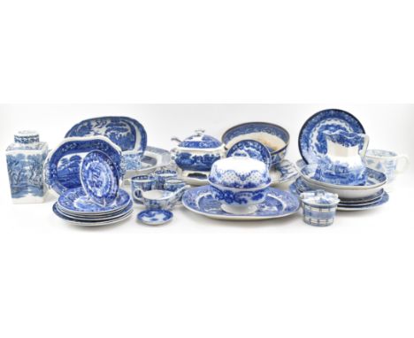 A collection of 19th century Victorian &amp; later blue and white china, including many items in the Willow pattern design. T