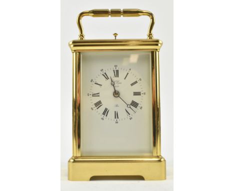L'Epee, Paris - a 20th century French brass and bevelled glass cased mantle carriage clock. The desk clock with Roman numbera