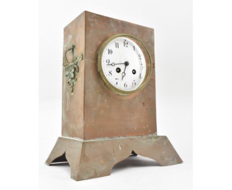W. B. K. &amp; Fils - an early 20th century copper cased 8 day movement mantle clock. The clock in plain rectangular copper c