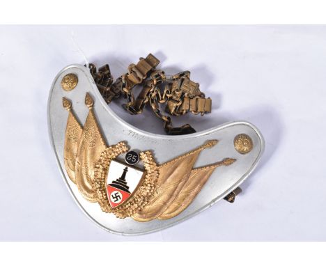 A GERMAN 25 YEAR VETERANS GORGET, this would have been worn by a standard bearer of the Nazi organisation for military vetera
