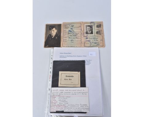 GUSTAV KARP, DBO: 15/09/1965, PLACE: SEESTER, includes WWII documents Premier Army Division, served as a Panzer Grenadier, fu