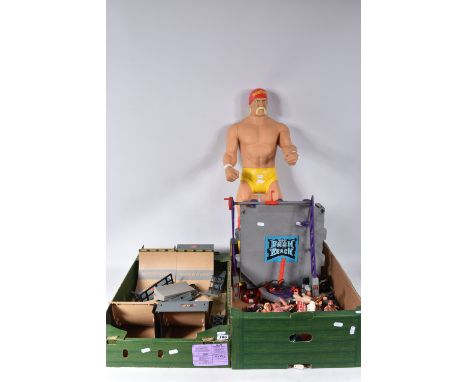 A QUANTITY OF UNBOXED AND ASSORTED PLAYWORN W.C.W. and W.W.F. WRESTLING FIGURES, approx. 35 playworn figures by Galoob and Ha