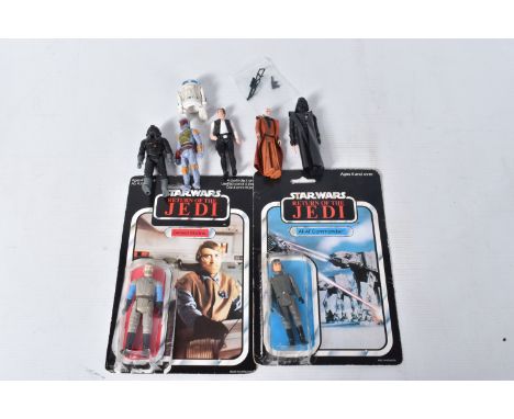 A SELLECTION OF UNBOXED STAR WARS FIGURES, to include a worn GMFGI R2-D2 (1977), GMFGI Ben (Obi-Wan) Kenobi (1977) with blue 