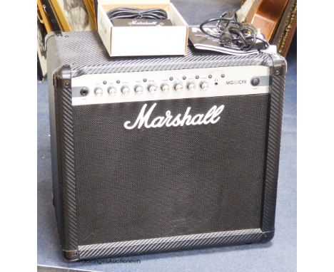   A Marshall MG50 CFX amp and footswitch
