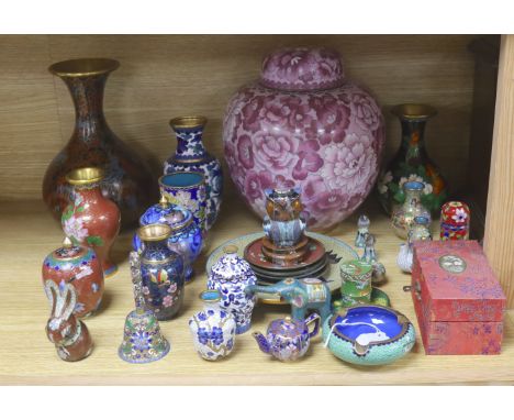   A group of Chinese cloisonne enamel wares