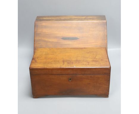   A Victorian mahogany stationery box, 36 x 23cm, and a Victorian mahogany tea caddy