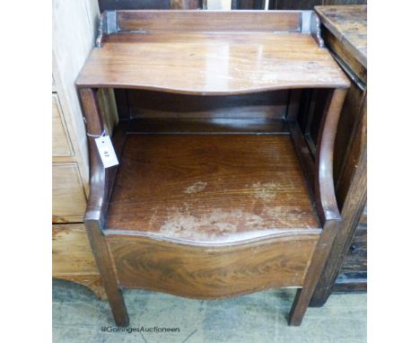   A George III mahogany serpentine front commode, width 58cm, depth 49cm, height 52cm