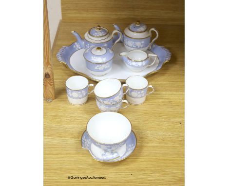   A Spode part tea and coffee set, with cabaret tray, c.1820, pattern no.2036, lidded sugar bowl is pattern 2010