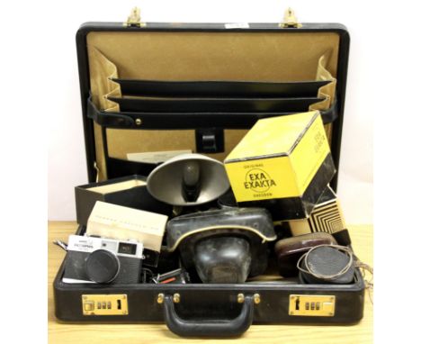 A case of mixed camera equipment.