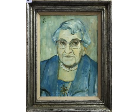 Alex Portner (British - b.1920) a framed oil on canvas dated 1967 portrait of a lady wearing pearls, 56 x 72cm.