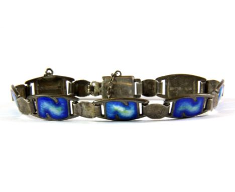 A sterling silver enamelled bracelet, (one enamel panel a/f).