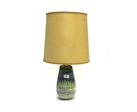 A Shelley drip glazed vase, H. 23cm, weighted in the 1970's as a lamp base with 1970's fitting and shade.