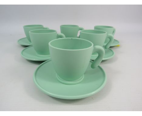 Set of Six vintage Guzzini Zaza Italian espresso cups and saucers.