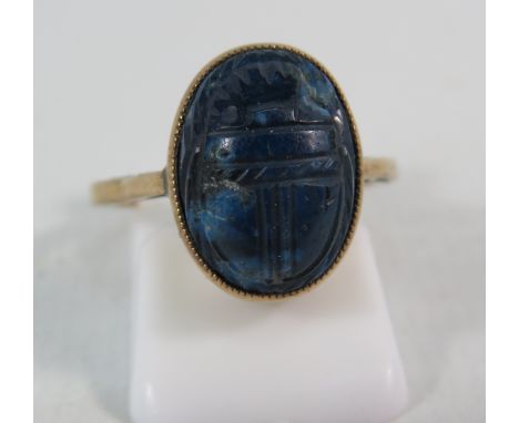9ct rose gold vintage Scarab beetle ring finger size "O". 3 grams.