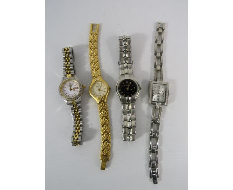Four ladies quartz wristwatches including Citizen and Sekonda.